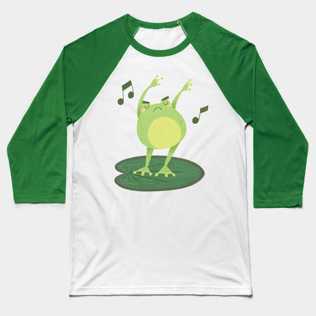 Angry Dance Froggie Baseball T-Shirt by AmalteaOlenska